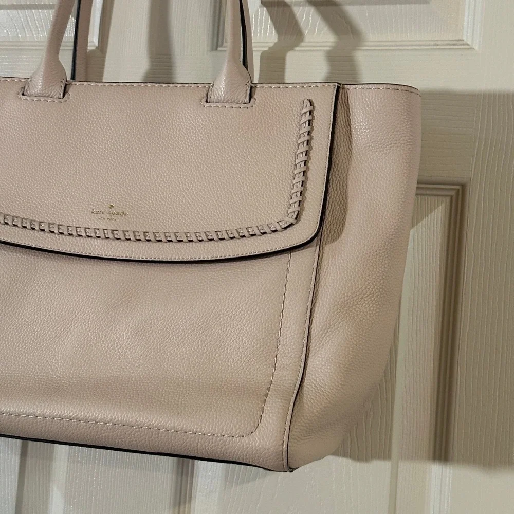 Kate Spade New‎ York Pink Pebbled Leather Whipstitch Tote  Shoulder Bag Gold HW